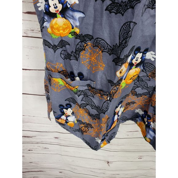 Disney Mickey Mouse Grey Halloween Scrub Top Size XL - Picture 4 of 9